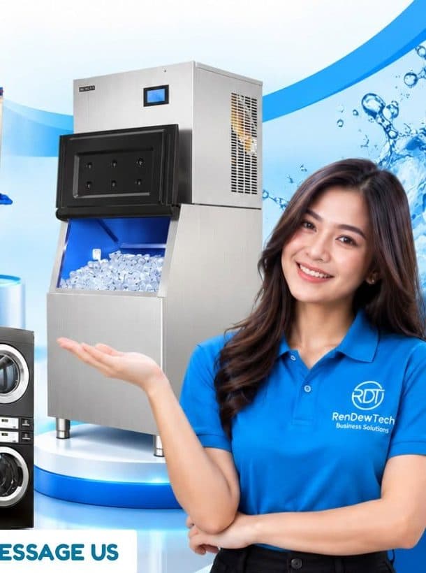 Stainless industrial ice machine